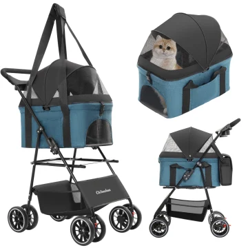 4 Wheel Pet Stroller With Canopy Carrier 1