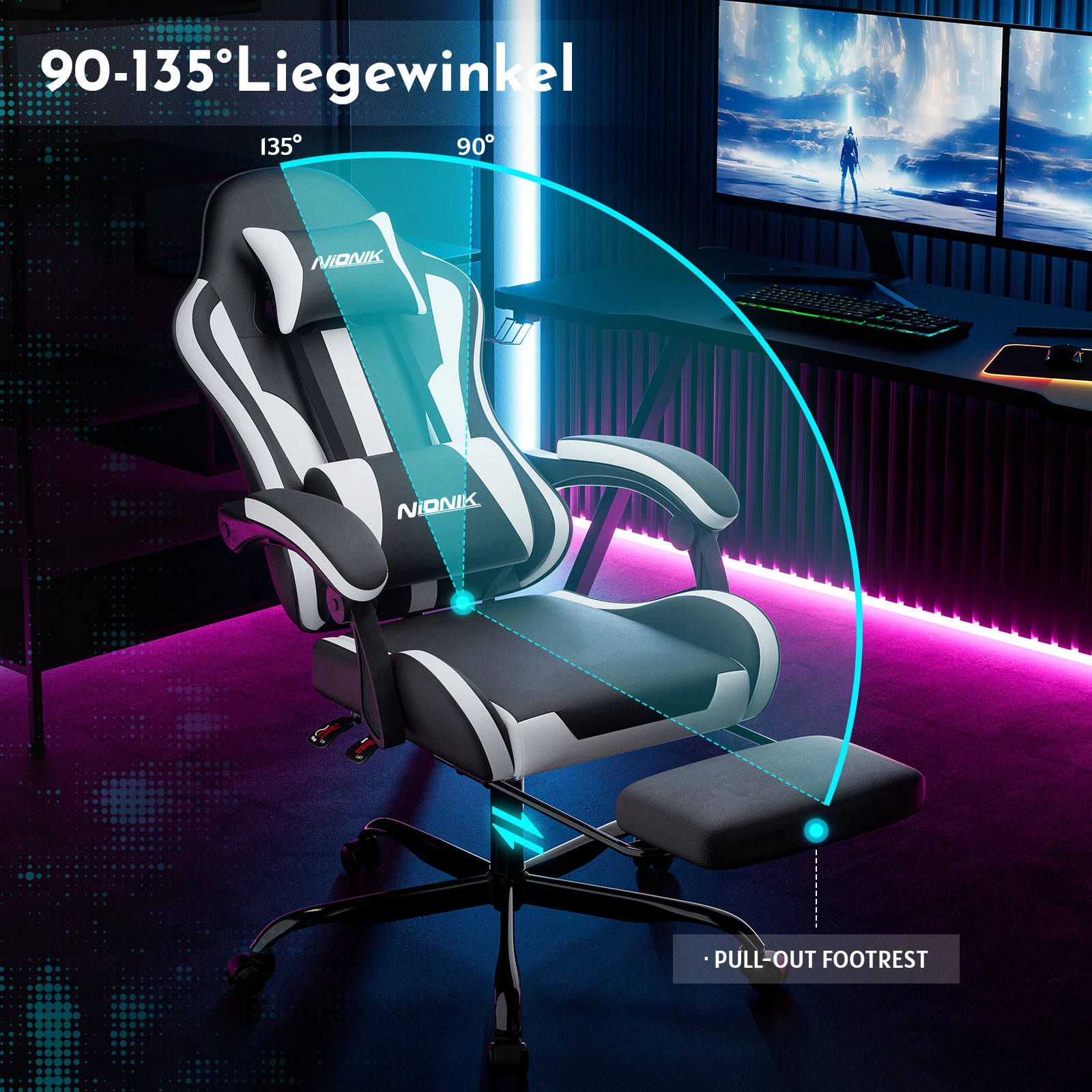 Ergonomic Massage Gaming Chair Footrest 2 Ergonomic Massage Gaming Chair Footrest 2