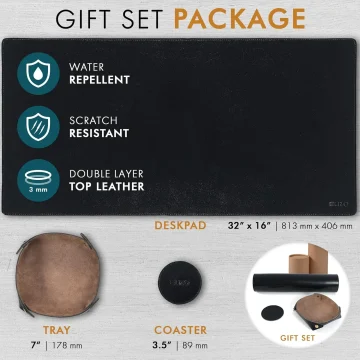 Full Grain Leather Desk Mat 32x16 Inch 2