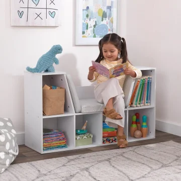 Kids Bookcase Reading Nook Storage Bench 2