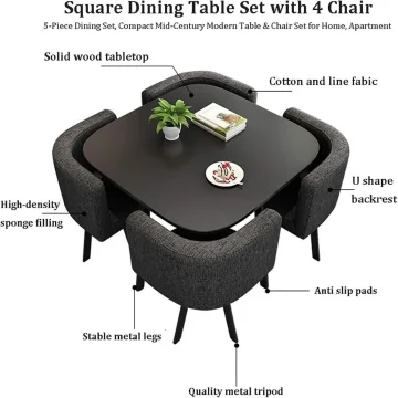 Compact Dining Table Set with 4 Chairs 2