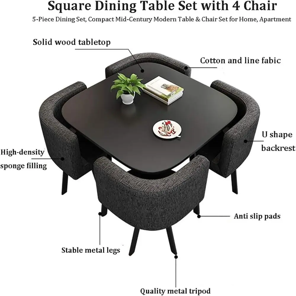 Compact Dining Table Set with 4 Chairs 2 Compact Dining Table Set with 4 Chairs 2