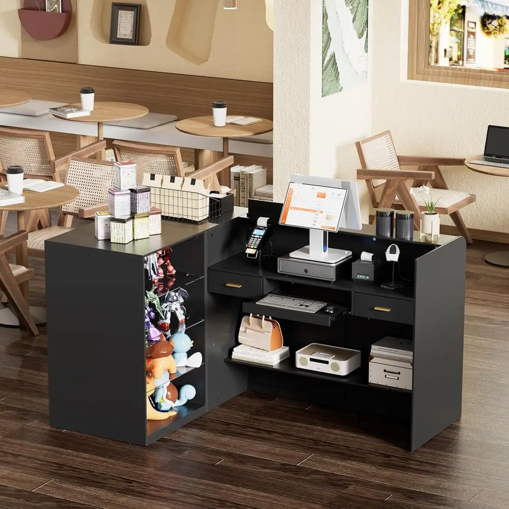 Modern L-Shaped Reception Desk Counter 4 Modern L-Shaped Reception Desk Counter 4