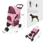 3 Wheel Foldable Pet Stroller with Basket 3