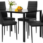 5 Piece Black Glass Dining Set with Chairs 1