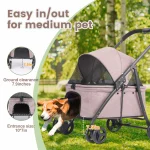 Foldable 4-Wheel Pet Stroller with Storage Bag 5
