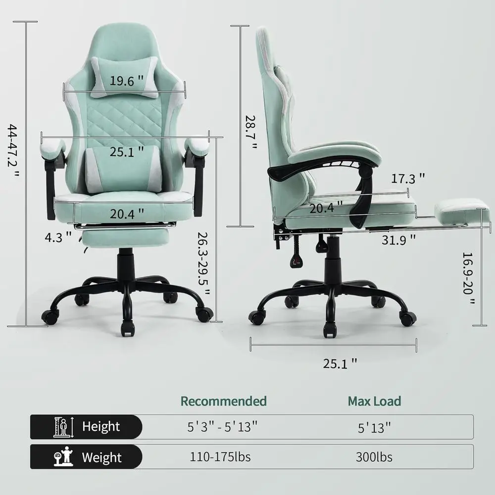Big and Tall Fabric Gaming Chair Footrest 2 Big and Tall Fabric Gaming Chair Footrest 2