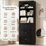 80-Inch Arched Bookcase with 3 Drawers 6