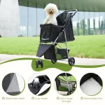 3-Wheel Pet Stroller Foldable Mesh Canopy 3