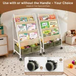 Montessori Kids Bookcase with Wheels Storage 6
