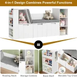 Kids Reading Nook Bookshelf Bench with Drawers 4