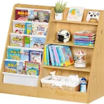 4-Tier Kids Bookshelf with Sling Pockets 1