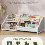 Kids Bookshelf with Sling Rack Storage 5