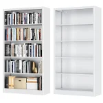 5 Tier White Metal Adjustable Bookcase 1