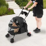 Foldable 4 Wheel Pet Travel Stroller with Brake 1