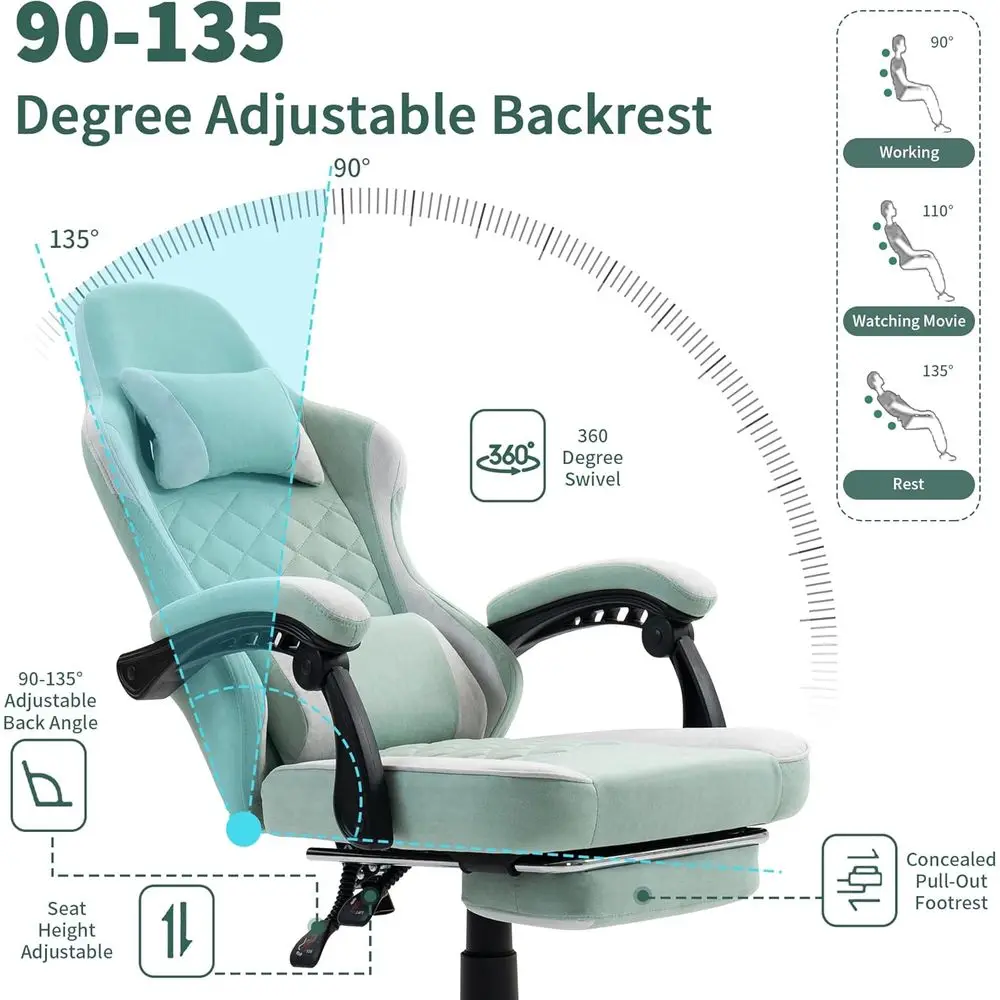 Big and Tall Fabric Gaming Chair Footrest 4 Big and Tall Fabric Gaming Chair Footrest 4