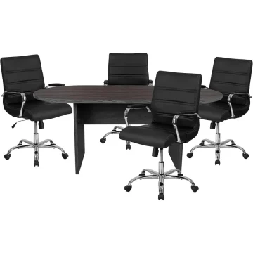 Rustic Gray Conference Table Chair Set 1