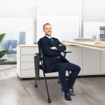 Black Steel Reception Chair Set with Table 3