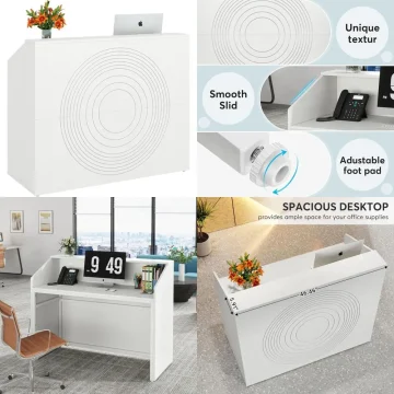 47-inch White Reception Desk Counter 1