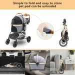 4 Wheel Pet Stroller 60lb Removable Carrier 5