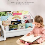 Kids Bookshelf with Sling Rack Storage 4