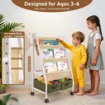 Montessori Kids Bookcase with Wheels Storage 5