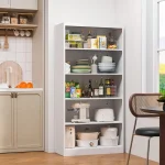 5 Tier White Metal Adjustable Bookcase 6