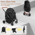 Foldable Pet Stroller with Weather Cover 3
