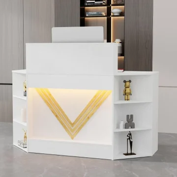 LED Reception Desk with Display Cabinet 1