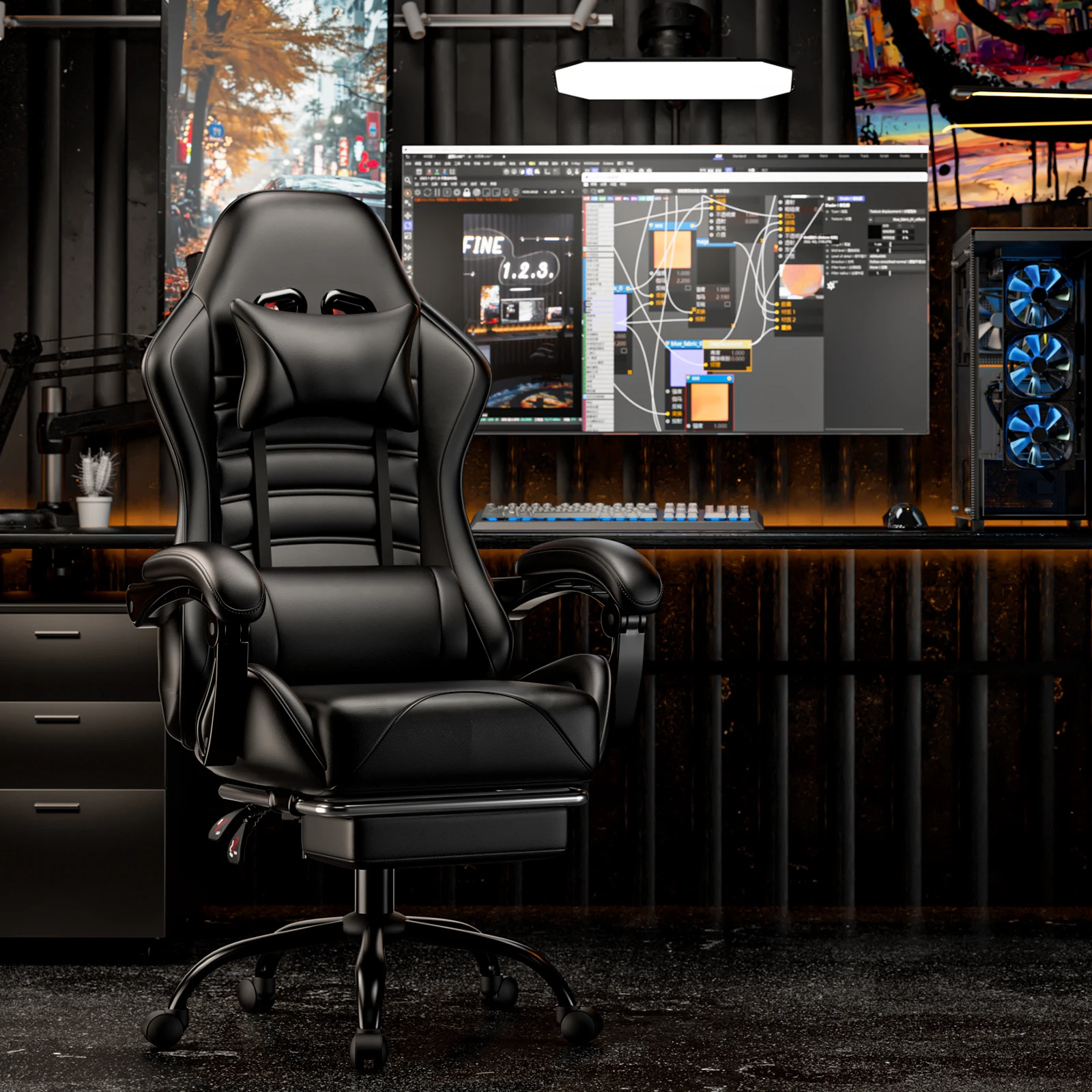 Ergonomic Reclining Gaming Chair with Footrest 1 Ergonomic Reclining Gaming Chair with Footrest 1