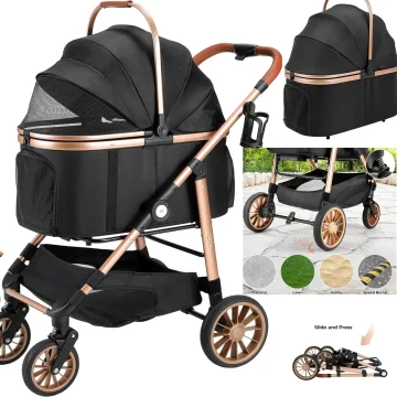 2-in-1 High-Wheel Pet Stroller Car Carrier 1