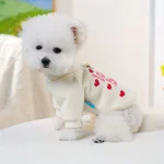 Heart Embroidered Dog Sweater with Leash Ring 1