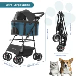 4 Wheel Pet Stroller With Canopy Carrier 3