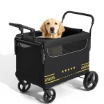Foldable Dog Stroller with Ramp and Brakes 1