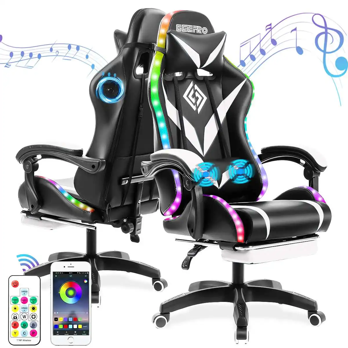 RGB Gaming Chair with Bluetooth Massage 1 RGB Gaming Chair with Bluetooth Massage 1