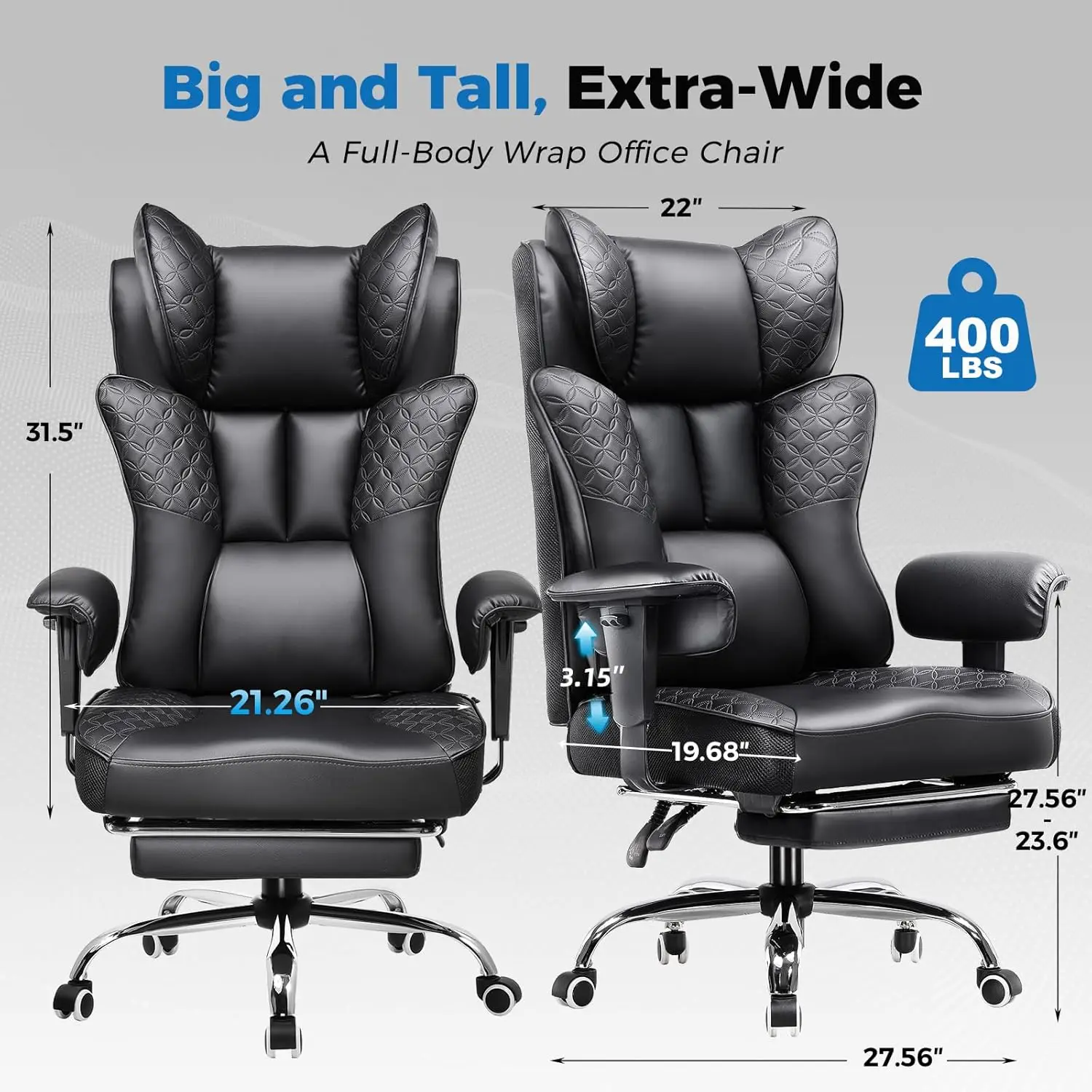 Big and Tall Gaming Chair with Footrest 2 Big and Tall Gaming Chair with Footrest 2