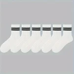 Casual Striped Mid Tube Socks 6 Pairs 6
