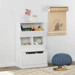 White Kids Toy Storage Shelf with Drawer 4