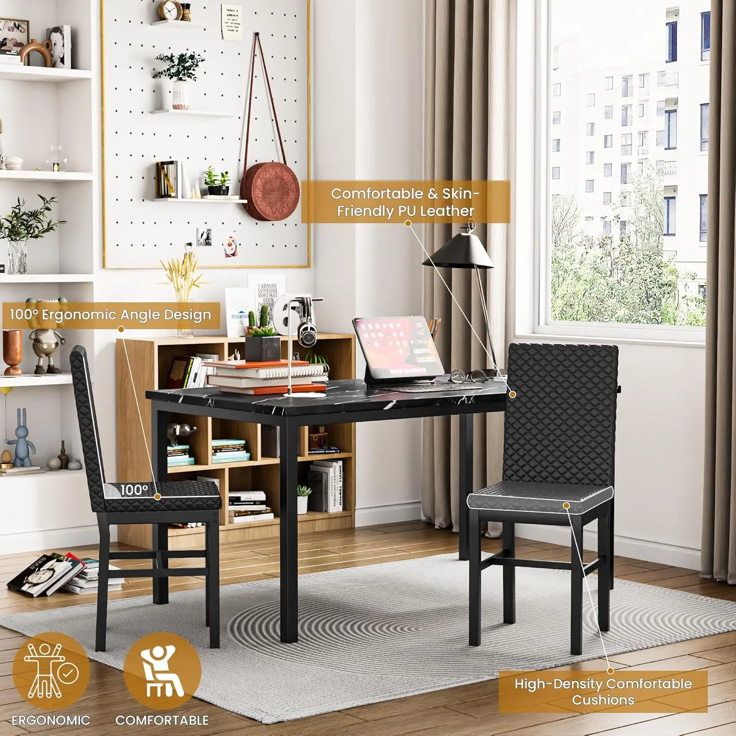 Faux Marble Dining Table Set with 6 Chairs 3 Faux Marble Dining Table Set with 6 Chairs 3