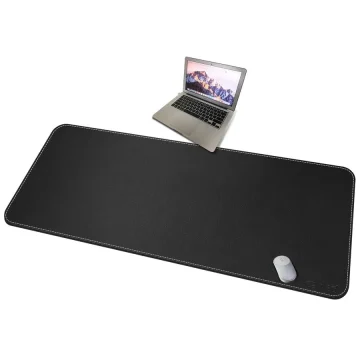 59x27.5 Leather Desk Mat Waterproof Black 1