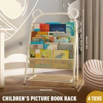 Kids 4-Tier Metal Book Rack Organizer 4