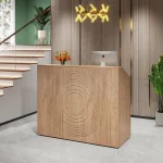 Oak Reception Desk with Cable Management 3