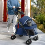 4-Wheel Folding Pet Stroller with Cup Holder 4