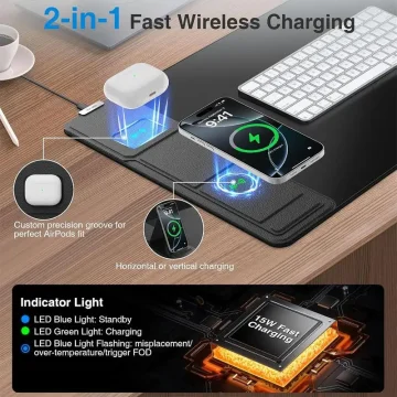 15W Wireless Charging Mouse Pad Phone Stand 2