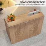 Oak Reception Desk with Cable Management 6