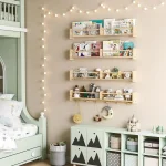Kids Floating Wall Shelves with Hooks Set of 4 4