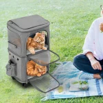 Double Compartment Cat Rolling Carrier with Wheels 4