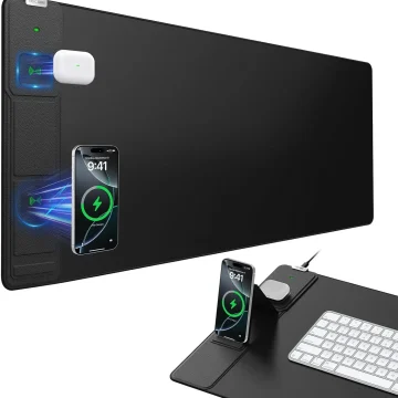 Wireless Charging Desk Mat with Phone Stand 1