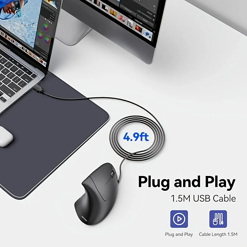 Ergonomic Vertical Wired Mouse 6 Button Black 2 Ergonomic Vertical Wired Mouse 6 Button Black 2