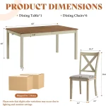 Farmhouse 7-Piece Wood Dining Set with Chairs 2